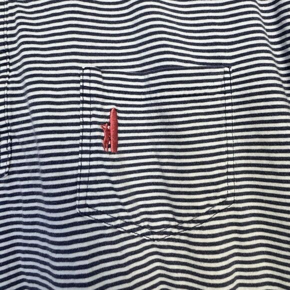 Johnnie-O Polo Shirt Mens Medium Blue Stripes Short Sleeve Preppy Coastal Golf - Picture 4 of 8